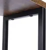 A close-up view of the corner of a wooden shelf with black metal supports. Podgląd zdjęcia produktu
