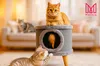 Griffoir robuste pour chat, petit 38cm, gris avec plume et Voir les images du produit 7