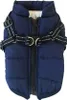 A navy blue dog vest with a black harness attached. Podgląd zdjęcia produktu