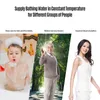 A collage of three images showing a child in a bathtub, an elderly man in a park, and a woman, with text overlays describing benefits. Náhled obrázku produktu