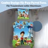 A Paw Patrol themed bed set is displayed on a bed, with a pillow and duvet cover featuring characters from the show. Produktbild-Vorschau
