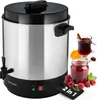 A stainless steel hot beverage and preserving machine with a tap, shown with a glass of mulled wine, a jar of jam, and raspberries. Anteprima dell’immagine prodotto