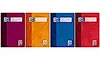 Four notebooks of different colors are lined up against a white background. Voir les images du produit