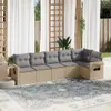 6-tlg. Garten-Sofagarnitur mit Kissen Beige Poly Rattan Produktbild-Vorschau 2