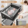 COSTWAY Dětská postýlka 5 v 1, skládací cestovní postýlka s Náhled obrázku produktu 2