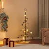 The Living Store Weihnachtsbaum Metall mit Holzständer Produktbild-Vorschau 1