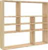 A wooden shelf unit with multiple compartments against a white background. Anteprima dell’immagine prodotto