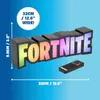 A product shot of a Fortnite RGB logo lamp with dimensions and a remote control. Anteprima dell’immagine prodotto