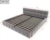 A diagram showing the dimensions of a bed frame with a headboard and slatted base. Anteprima dell’immagine prodotto