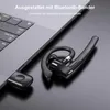 A black Bluetooth headset and its USB dongle are placed next to a laptop. Produktbild-Vorschau