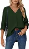 ASKSA Damen Bluse Chiffon Elegant V-Ausschnitt Langarm Hemd Produktbild-Vorschau 1