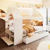 Flieks Kinderbett 90x200cm mit Led, Hausbett mit Fenster Produktbild-Vorschau 2