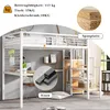 A loft bed with a desk and wardrobe, set up in a room. Produktbild-Vorschau