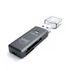 A grey USB 3.0 SD card reader with a transparent cap sits on a white background. Produktbild-Vorschau