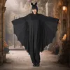 Erwachsenenkostüm Fledermaus – schwarzer Overall mit Produktbild-Vorschau 1