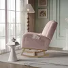 UnboxG Fauteuil à bascule Rose en peluche avec coussin, Voir les images du produit 3