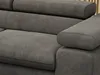 A close-up view of a dark gray sofa's armrest and cushions. Produktbild-Vorschau