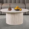 Lagos" 80 cm Runder Couchtisch Travertin Beige | Struktur Produktbild-Vorschau 2