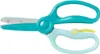 A pair of teal and light blue training scissors with a yellow accent. Voir les images du produit