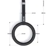 A close-up view of a black gymnastic ring with measurement annotations. Produktbild-Vorschau
