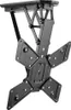 A black ceiling mount for a television. The mount is suspended from a flat surface and features a scissor-like mechanism for height adjustment. Produktbild-Vorschau