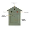 The back of a cuckoo clock with labels pointing to different features. Náhľad obrázku produktu