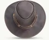 A top-down view of a brown leather hat. Produktbild-Vorschau