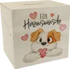 Hund Spardose aus Holz mit Spruch Für Herzenswünsche Produktbild-Vorschau 1