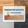 A collage of different flooring types with a central overlay promoting floor protection. Produktbild-Vorschau