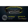 A close-up view of a Nitecore headlamp battery pack and strap, with descriptive text and a smaller inset image of the battery holder. Produktbild-Vorschau