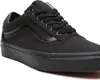 A close-up, studio shot of a black Vans sneaker. Voir les images du produit