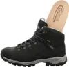 A single black hiking boot with a beige insole sticking out. Voir les images du produit