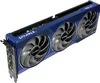 A blue graphics card with three fans is shown against a white background. Produktbild-Vorschau