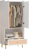 Merax Drehtürenschrank Kleiderschrank mit Rattan-Schublade, Produktbild-Vorschau 8