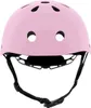 A pink helmet with black straps and ventilation holes. Podgląd zdjęcia produktu
