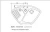 A technical drawing of a corner sink with dimensions and annotations. Produktbild-Vorschau