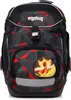 A front view of a black and red patterned backpack. Anteprima dell’immagine prodotto