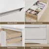 A collage of four close-up images showcasing different features of a white dresser or cabinet. Náhled obrázku produktu