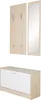 A three-piece hallway furniture set including a coat rack, a mirror, and a shoe cabinet, displayed against a white background. Produktbild-Vorschau