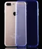 A gold iPhone 8 Plus/7 Plus is shown next to a transparent blue phone case against a black background. Produktbild-Vorschau