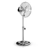 A silver stand fan on a white background. Produktbild-Vorschau