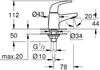 A technical drawing of a faucet with dimensions and specifications. Produktbild-Vorschau