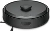 A black robot vacuum cleaner is shown from a slightly elevated diagonal angle against a white background. Produktbild-Vorschau