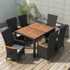 vidaXL 7-tlg. Garten-Essgruppe Poly Rattan Akazienholz Produktbild-Vorschau 11