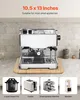An espresso machine and other small appliances are shown on a kitchen counter, with informational text at the top. Náhľad obrázku produktu
