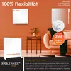 A collage advertising an infrared heater, showing its different features and applications in a home setting. Produktbild-Vorschau
