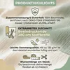 Infografik für Musselin Stoff extra breit 280cm: Produkthighlights im Überblick – 100% Baumwolle mit OEKO-TEX Standard 100 Klasse 1, leichte Sommerqualität mit 135 g/m² und flexible Wunschlänge ab 0,5 m am Stück. Produktbild-Vorschau