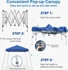 Diagram showing the steps to set up a pop-up canopy. Produktbild-Vorschau