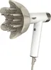 A white Shark hair dryer with a large, gray diffuser attachment is shown against a white background. Voir les images du produit