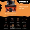 A marketing image for a FUXTEC snow blower, showing its technical specifications. Podgląd zdjęcia produktu